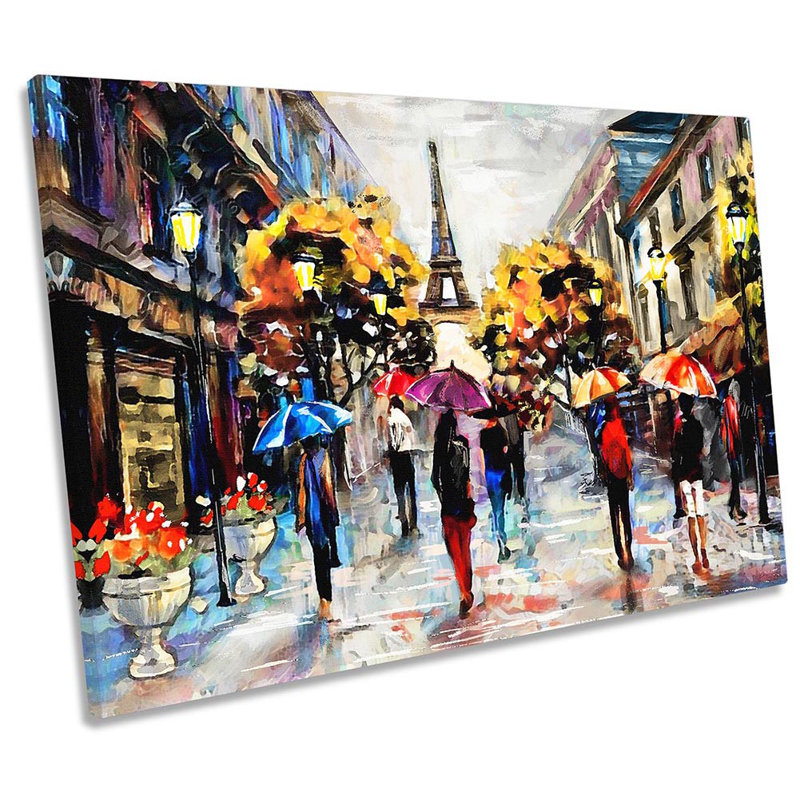 Paris Cityscape Eiffel Tower - Wrapped Canvas Painting, 30.5cm H x 45.7cm W x 2cm D