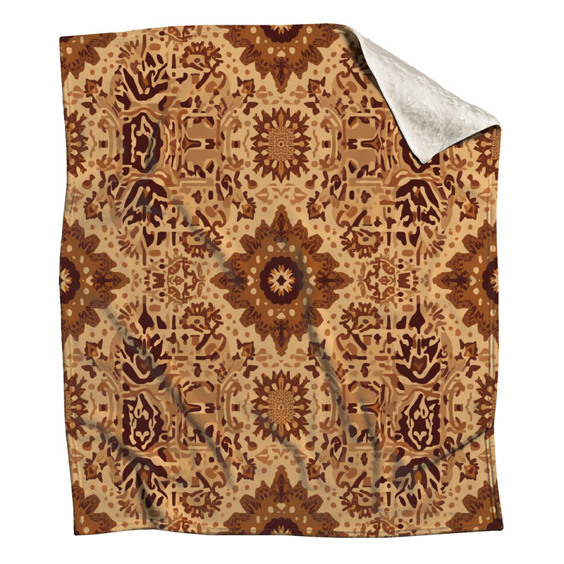 Couvertures beige à motif mandala, L 60 po x H 80 po