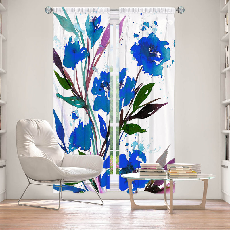 Rideau en polyester, Bleu, L 20 po x L 61 po