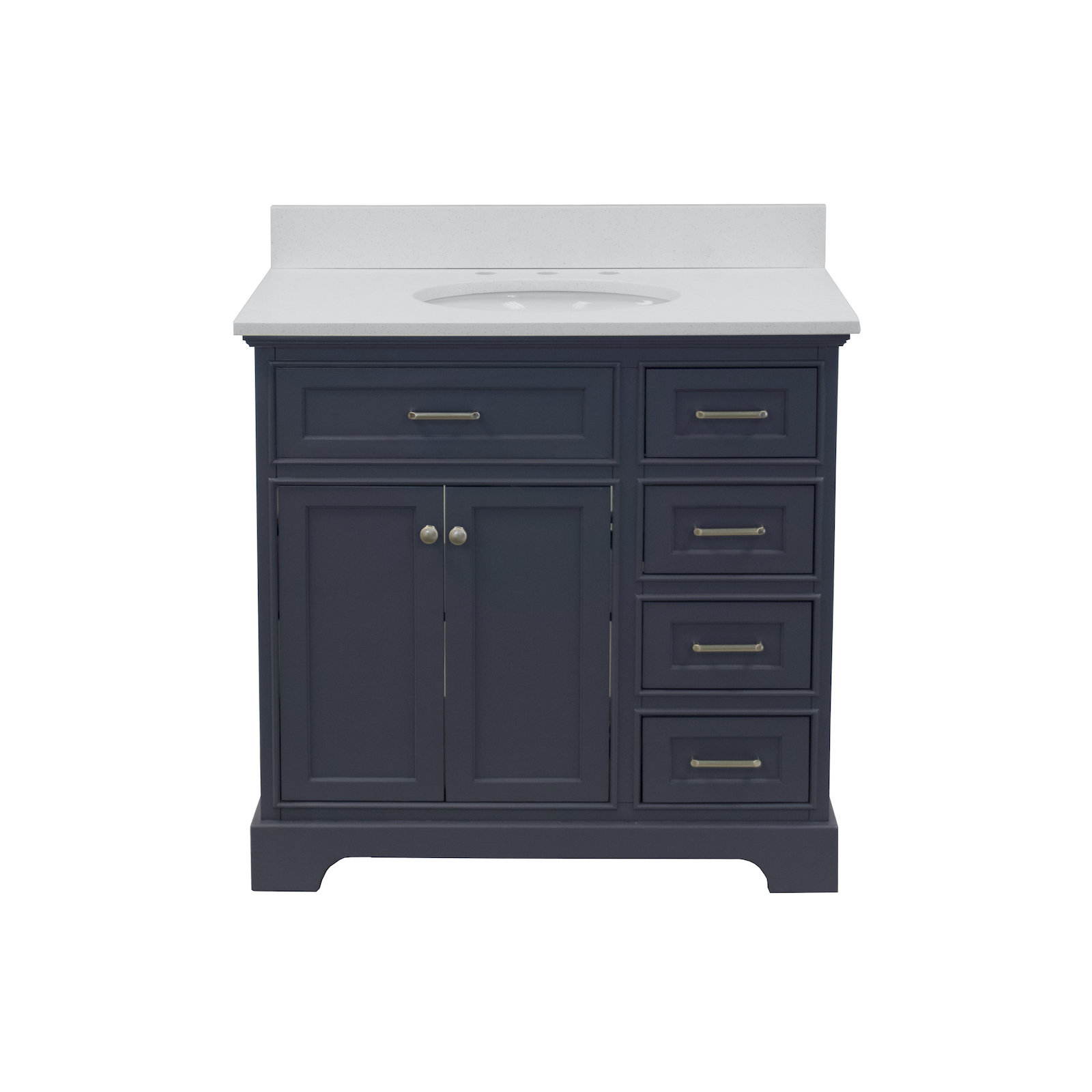 Ronnie 36'' Single Bathroom Vanity, Marine Gray, Quartz