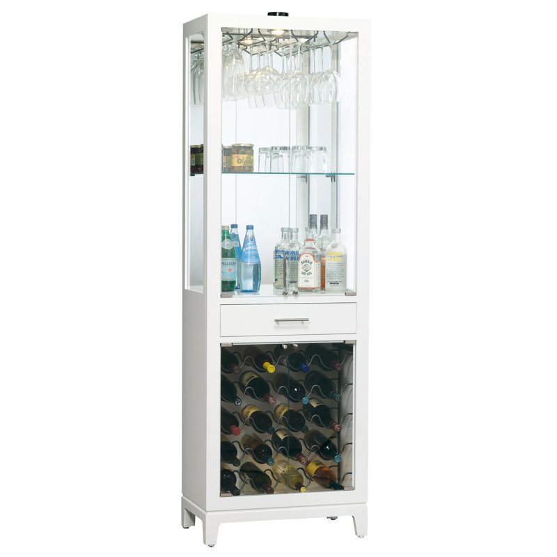 Samson Silver Wine and Bar Cabinet with Lighting, Gloss White