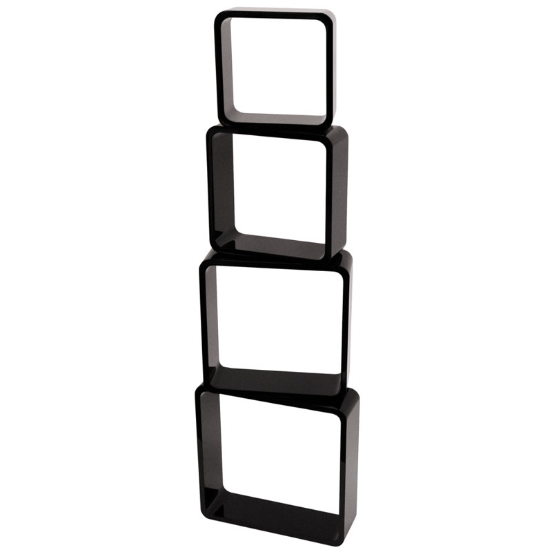 4 Piece Floating Shelf, Black
