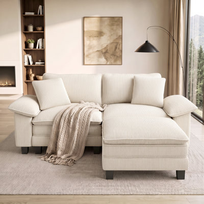 88" Modular Sectional Loveseat Couches for Living Room, 3-Seater Deep Seat Sofa with Ottoman