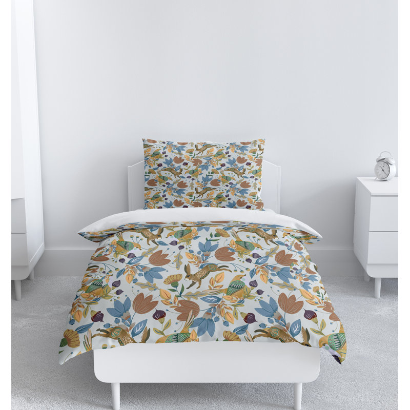Duvet Cover, Brown/Yellow/Blue, King Duvet Cover + 2 King Shams