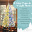 Arbre de Noël enneigé 6 pi, ensemble illuminé avec arbre, guirlande et couronne, arbre de Noël articulé artificiel avec lumières DEL colorées, 8 modes d'éclairage, pommes de pin, décoration des Fêtes pour la maison