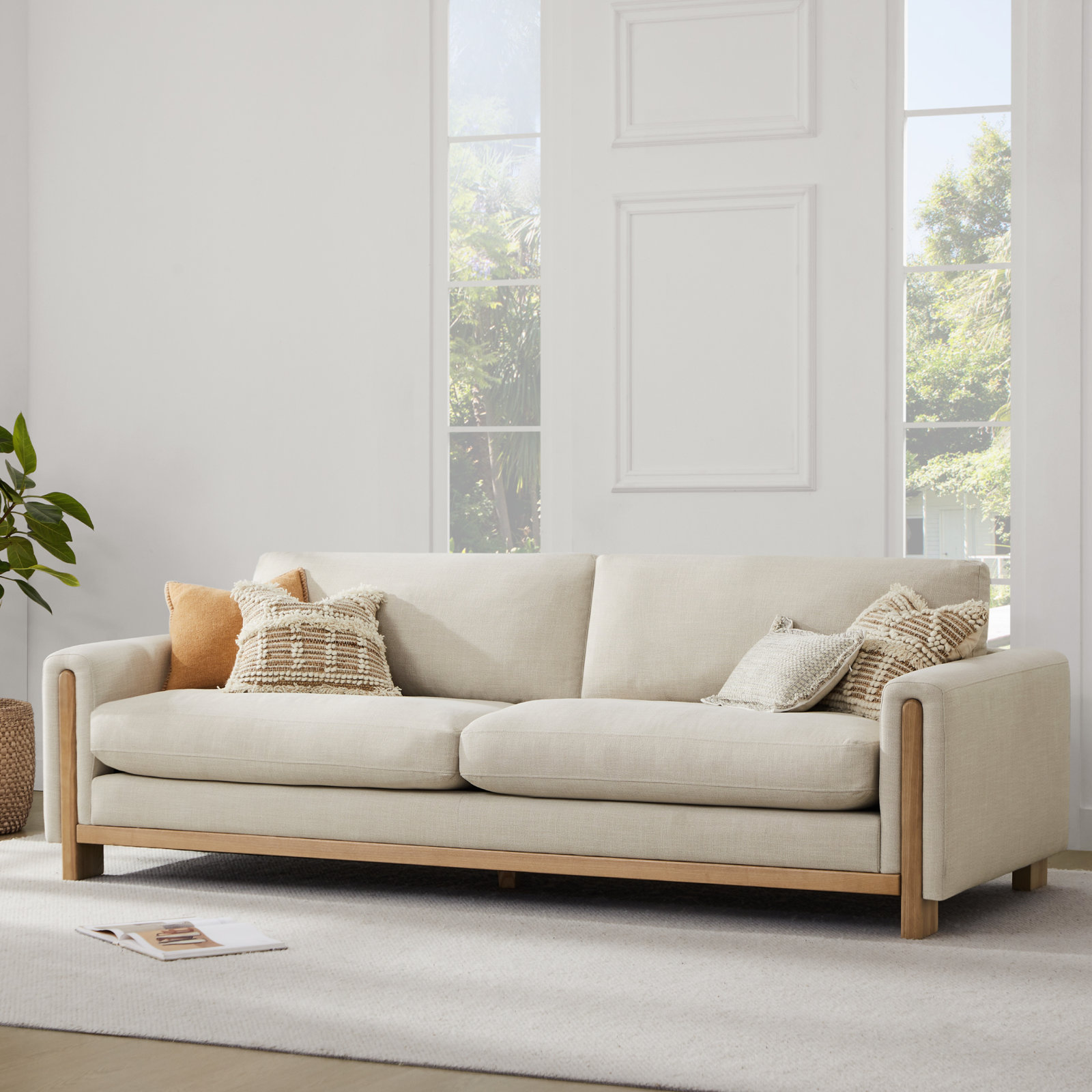 Adika 88" Upholstered Sofa, Effie Linen Polyester/Linen