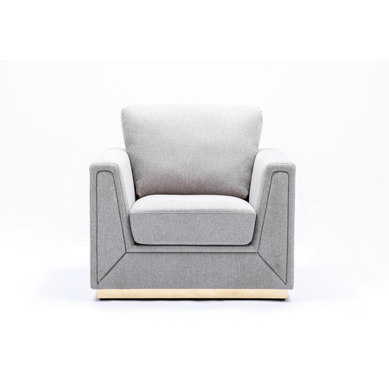 Chaise en lin gris à la mode - construction et siège confortable à ressorts ensachés, structure en métal pour espaces