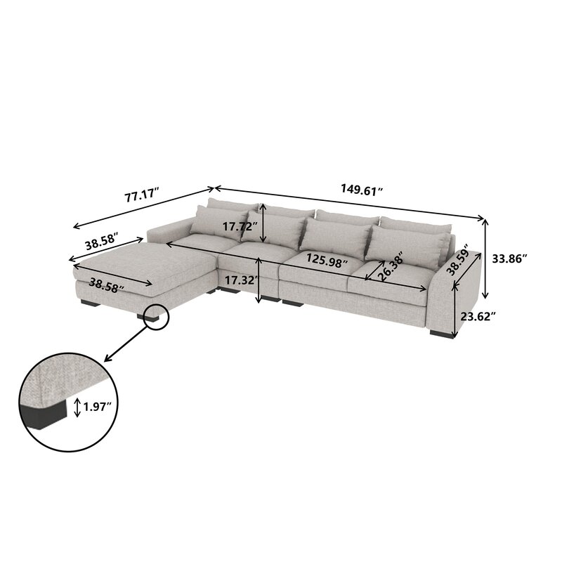 Latitude Run® Aideth 3 - Piece Upholstered Sectional & Reviews | Wayfair