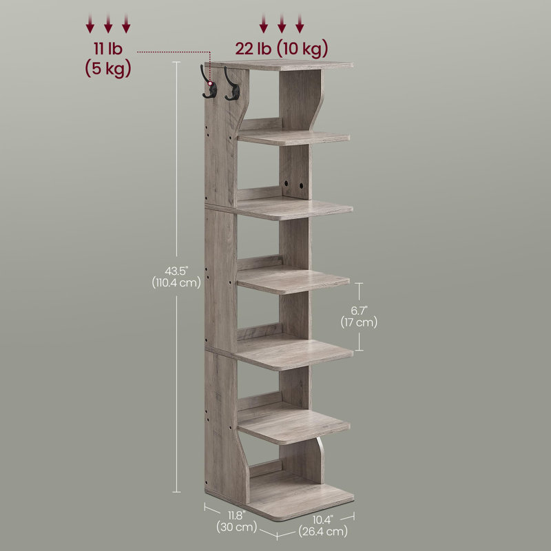 6 Pair Shoe Rack, Heather Greige