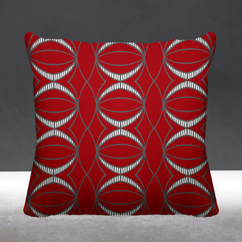 Coussin décoratif intérieur / extérieur Samira, Rouge, L 15 po x H 15 po