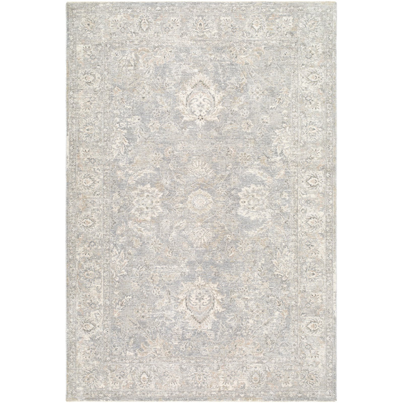 Lando Machine Woven Area Rug, Rectangle 6'7" x 9'6", Gray/Beige
