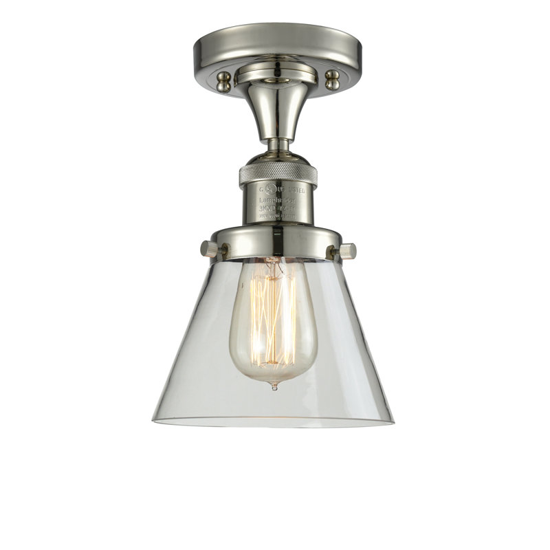 Glass Semi Flush Mount, Polished Nickel, Clear