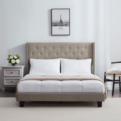 Nestl Wingback Diamond Upholstered Platform Bed