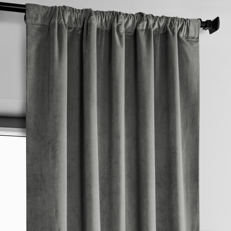 Loria Plush Velvet 100% Blackout Curtains For Bedroom, Living Room - Single Panel, 50" W x 84" L, Nightlife Gray