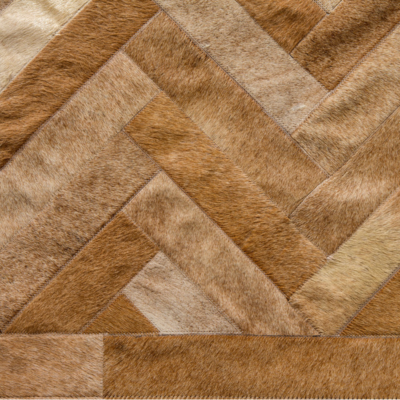 Plutus Cowhide Chevron Area Rug, Rectangle 12' x 15'