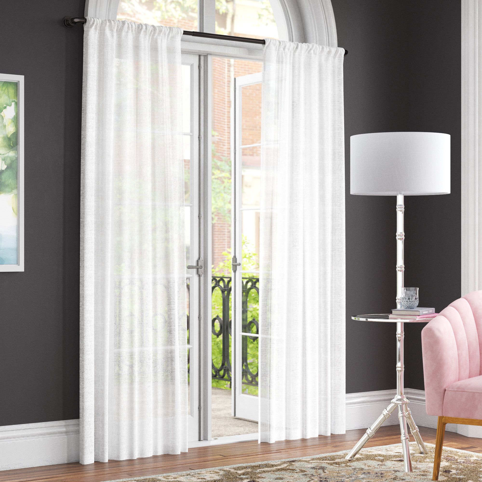 Sheer Curtain, White, 52" W x 96" L