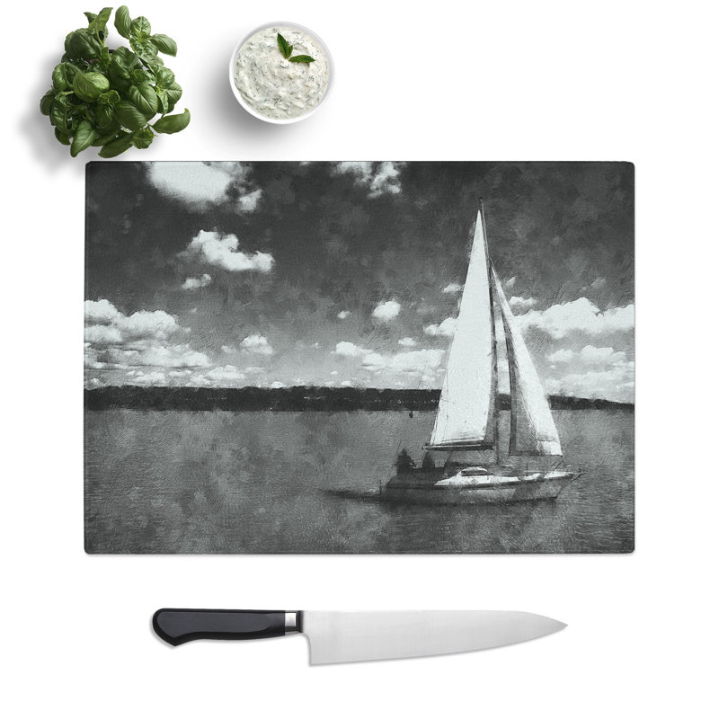 Sailing Boat Vol.3 Painting Chopping Board, 0.4cm H x 20cm W x 28.5cm L