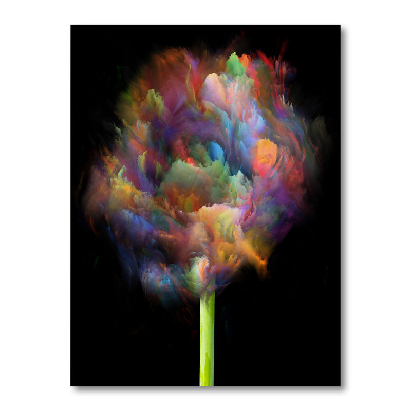 «Blooming Multicolor Fractal Flower», art mural moderne sur toile, H 40 po x l 30 po x P 1,5 po, Toile tendue