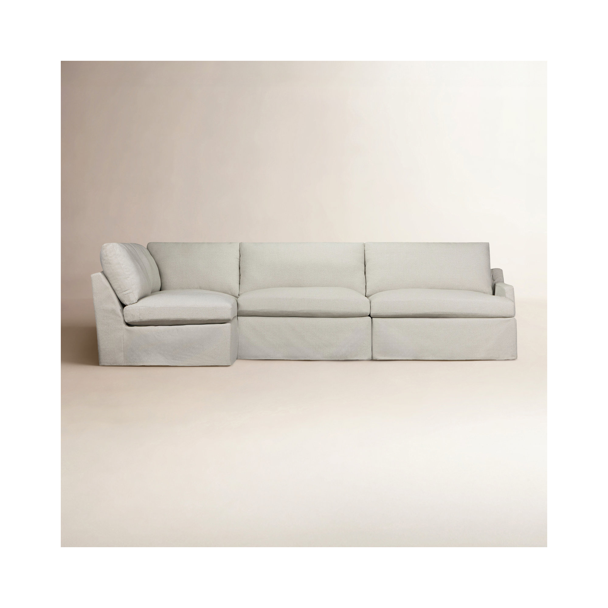 Wrenley 4-Piece Slipcovered Modular Sectional, Left Hand Facing, Macarena Light Gray Canvas