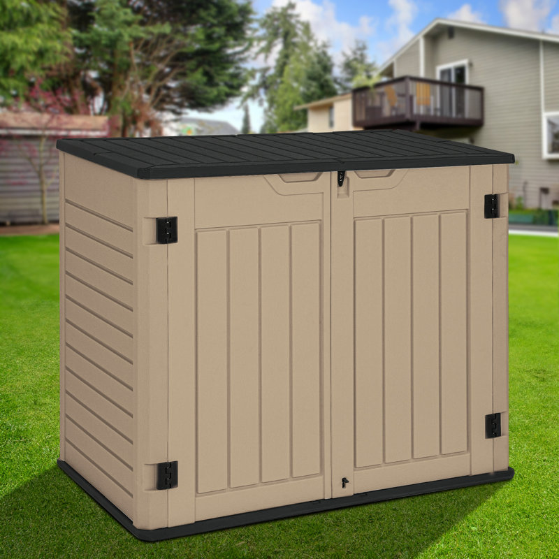 Brown Resin Double Door Outdoor Storage Shed, 35 cu ft