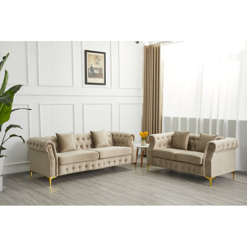 Ensemble de salon rembourré 2 pièces , Beige