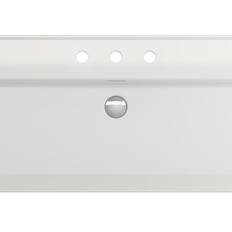 Milano 47.4'' L Bathroom Sink, White, Single-Hole