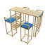 Ensemble de table de bar et chaise cinq pièces, structure dorée, plateau de table multicouche, coussin de chaise et dossier en éponge, table avec fonction de rangement (or + beige + bleu)