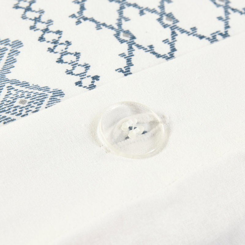 3 - Coton, gris à rayures, boutonné, attaché en coin, réversible, lavable à la machine, 100% coton, broderie de literie 3 pièces en tissu, fermeture à boutons, attaches intérieures,
