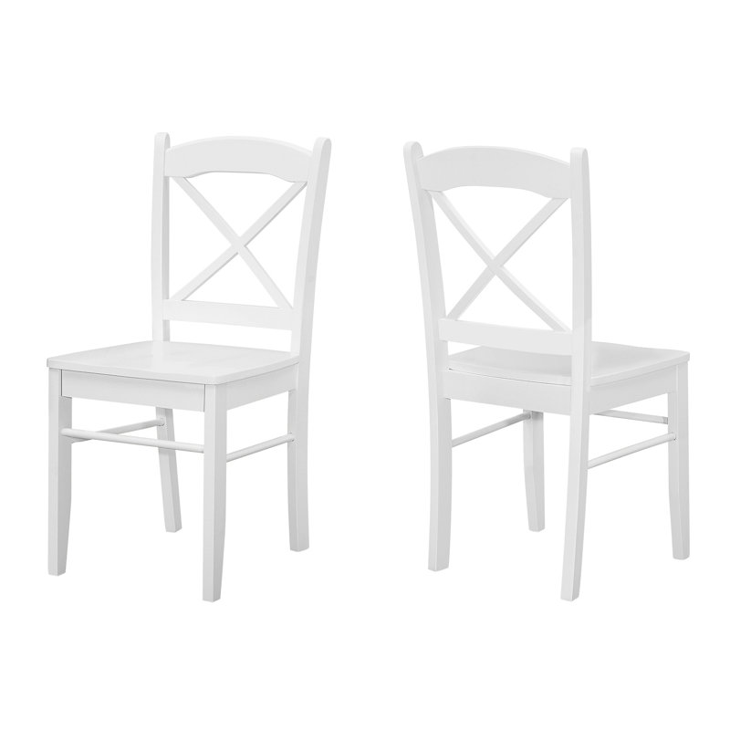 Chaise de salle à manger, ensemble de 2, côté, cuisine, salle à manger, blanc, pieds en bois, transitionnel