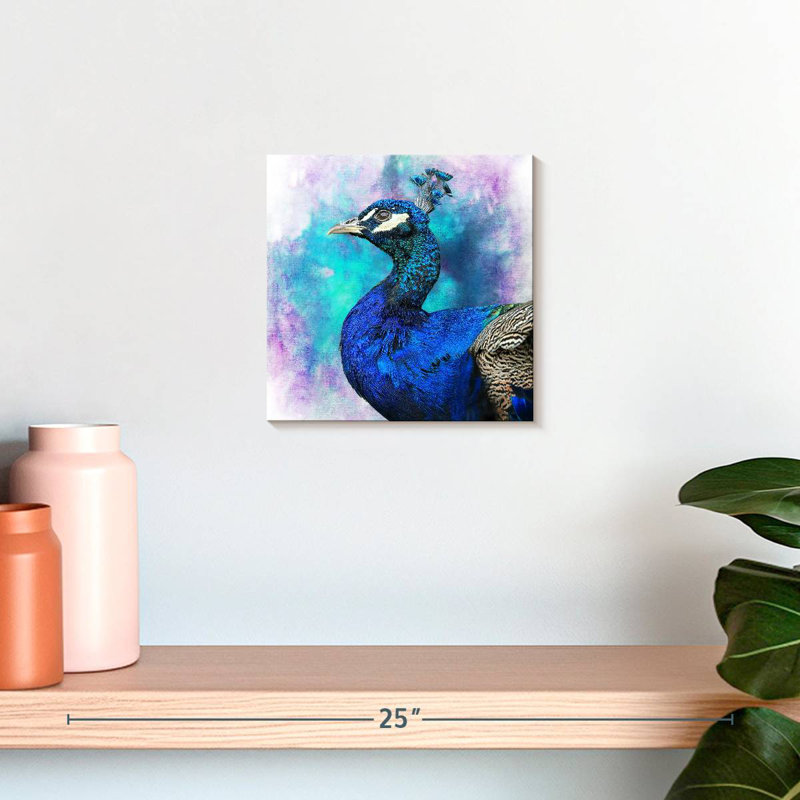 Brampt Proud Blue Peacock, 10" H x 10" W