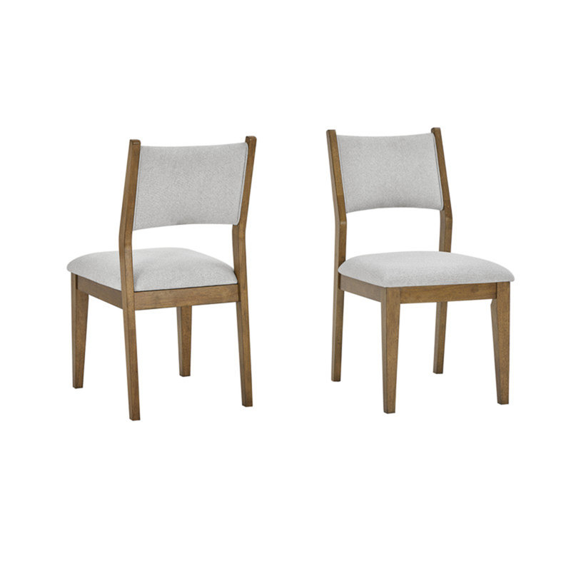 Ensemble de 2 chaises d'appoint en chêne noyer avec tissu gris clair Dafne