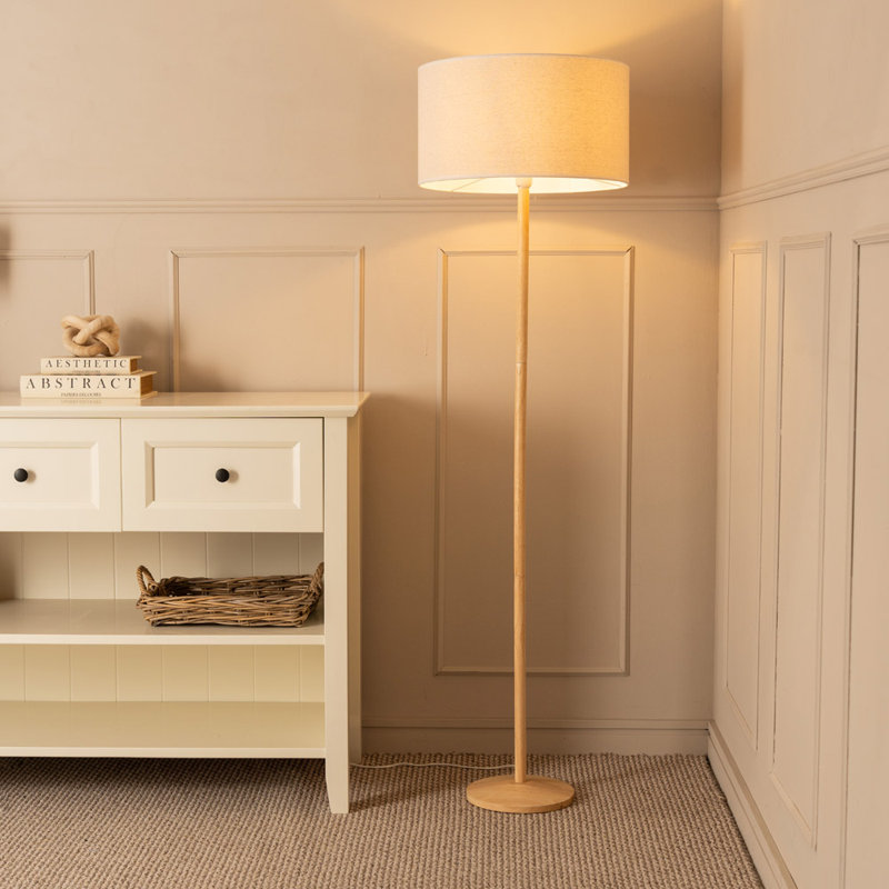 Rouvin 166cm Traditional Floor Lamp, Yes, Natural/White