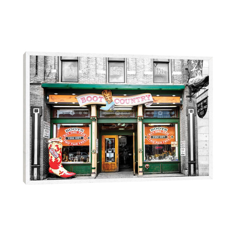 Nashville Boot Country by Susanne Kremer - Print on Canvas, 101.6cm H x 152.4cm W x 3.81cm D, White Floater Framed