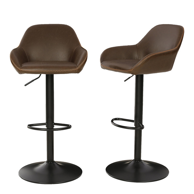 Winfield Swivel Upholstered Adjustable Height Counter Stool with Metal Frame, Chestnut