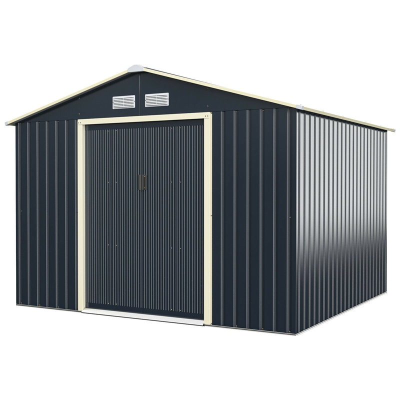 Remise de rangement traditionnelle en métal 9 pi x 8 pi Gymax