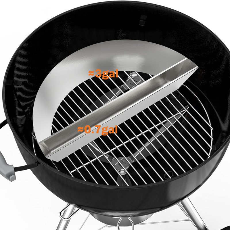 Porte-briquettes gris anthracite avec salle d'eau 20 po pour barbecues Weber 22 po et 26 po - Cuisson juteuse à 2 zones et grillades indirectes - Porte-charbon en acier inoxydable robuste