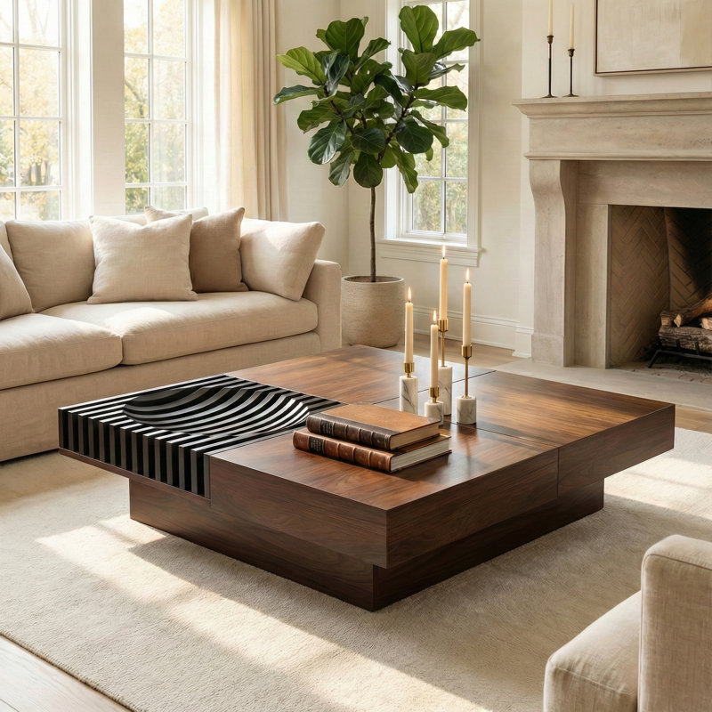 Solid Coffee Table with Storage