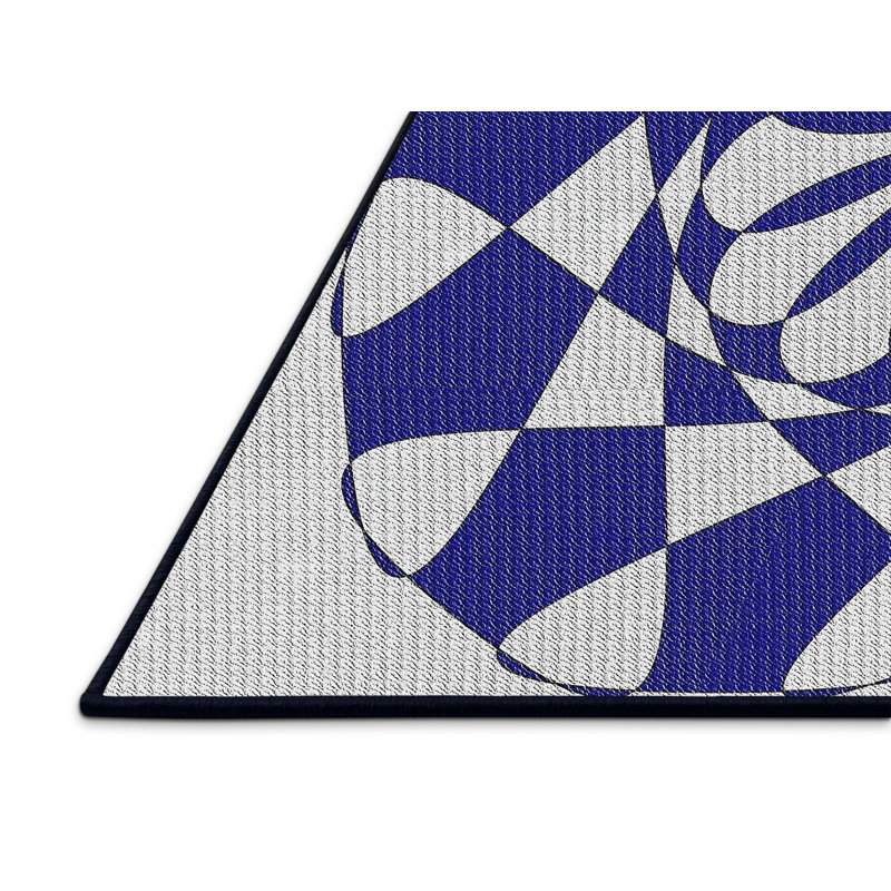 Tapis bleu/crème à tisser électrique, Tapis de couloir 2 pi x 5 pi