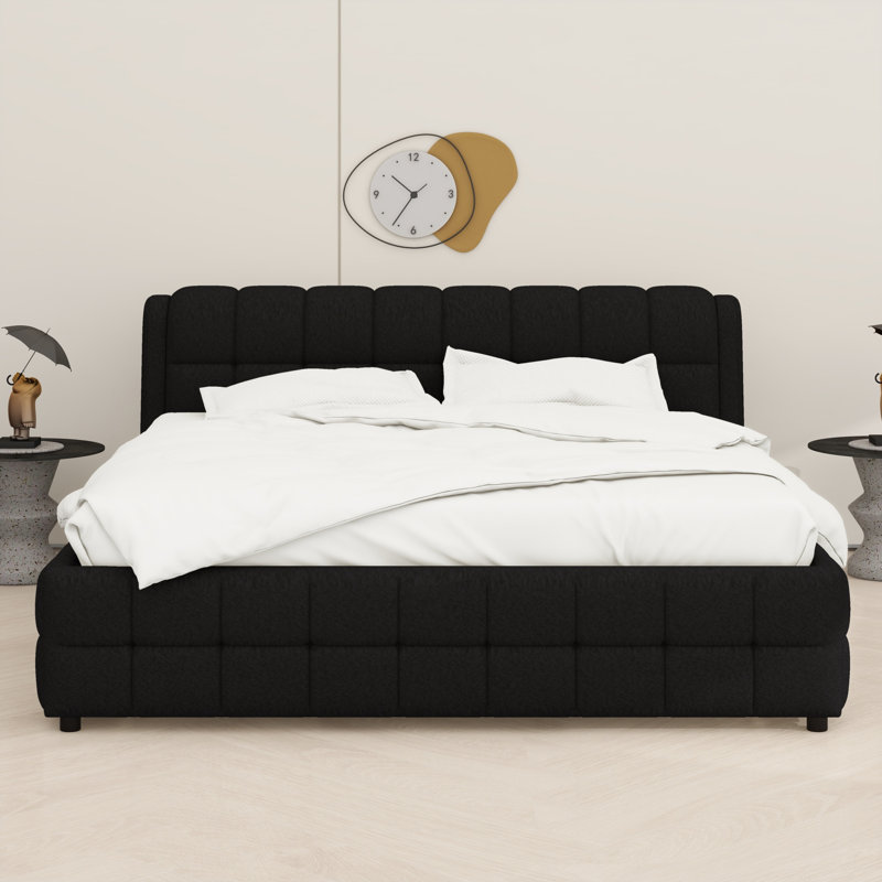 Lit plateforme tapissier Minimalist, Noir