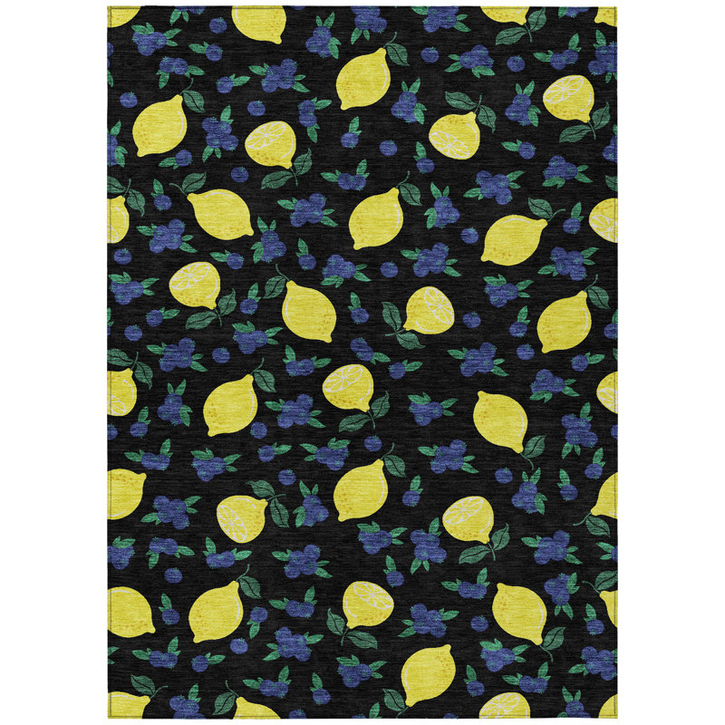 Machine Washable Indoor/Outdoor Bourkelands ACN2354 Fruits Rug, Rectangle 3' x 5'