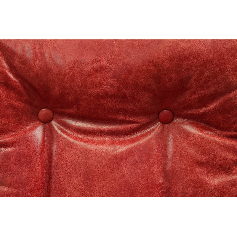 Méridienne pivotante et repose-pieds Demartini, Cuir véritable rouge antique