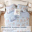 Ensemble de literie King, en microfibre à fleurs bleues, style chalet