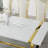 78 Inch White And Gold Dining Table Set With 8 White Leather Dining Chairs-985897466-985897462