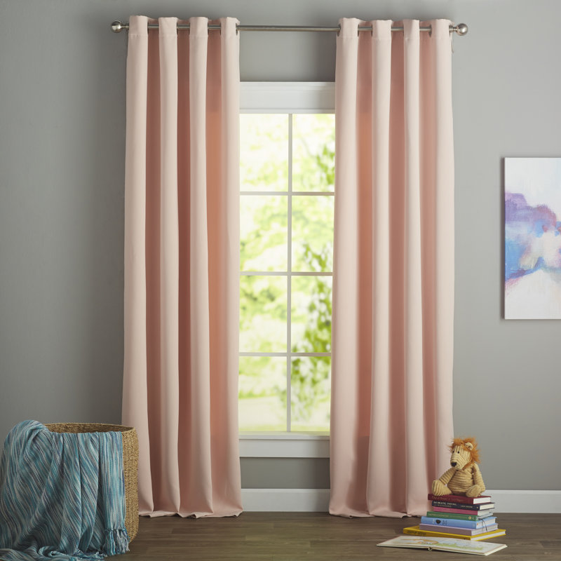 Mcmanus Room Darkening Thermal Grommet Curtain Panels, 52" W x 96" L, Blush