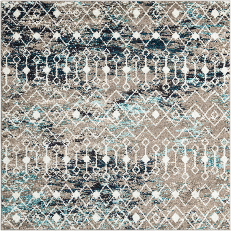 Geometric Indoor Rug, Square 6'