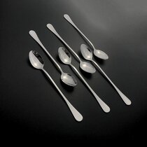 Dessert Spoons, Square Head Spoons, 18/10 Stainless Steel Spoon Set of  4,Ice Cream Spoons, Stirring Spoon for Tea, Dessert, Sugar