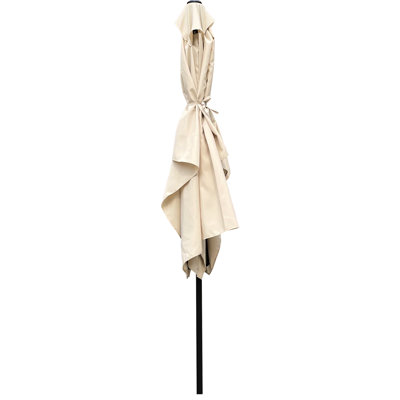 Parasol brun clair de 9 pi x 6 pi pour arrière-cour - Auvent, rouille, eau de patio de 9 pi Easy Tilt et nervures carrées, manivelle