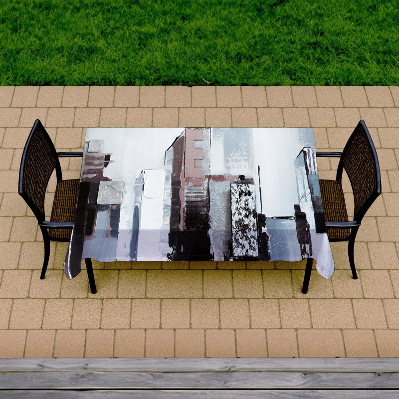 Gray Industrial Tablecloth | Abstract Building Shapes Decor
