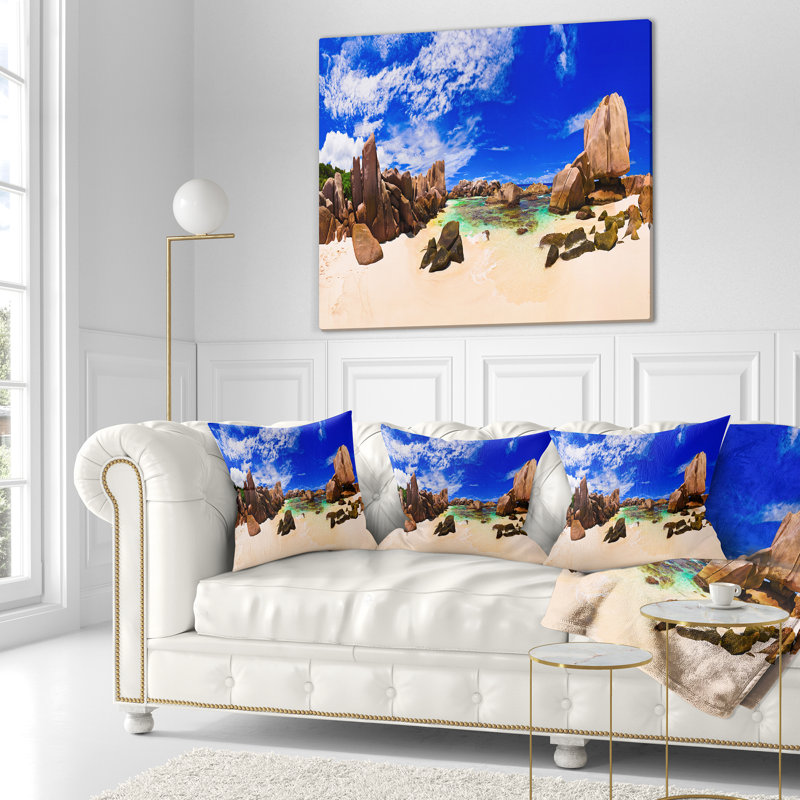Coussin lombaire, photographie de paysage tropical, plage des Seychelles