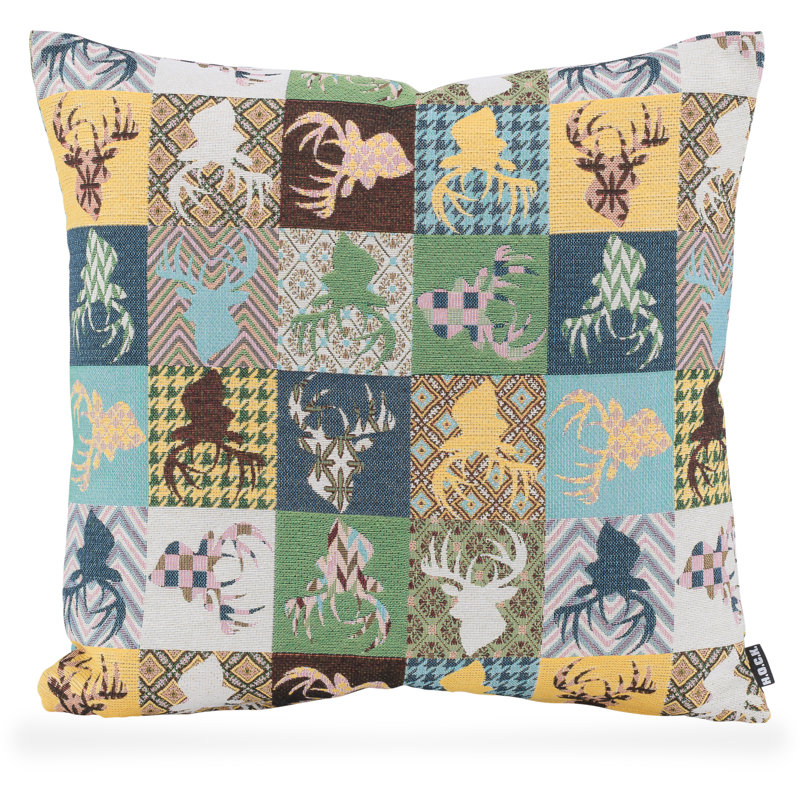 Hirsch Patchwork Square Cushion, Green